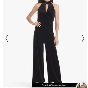 HALTER BLACK VELVET JUMPSUIT NWT